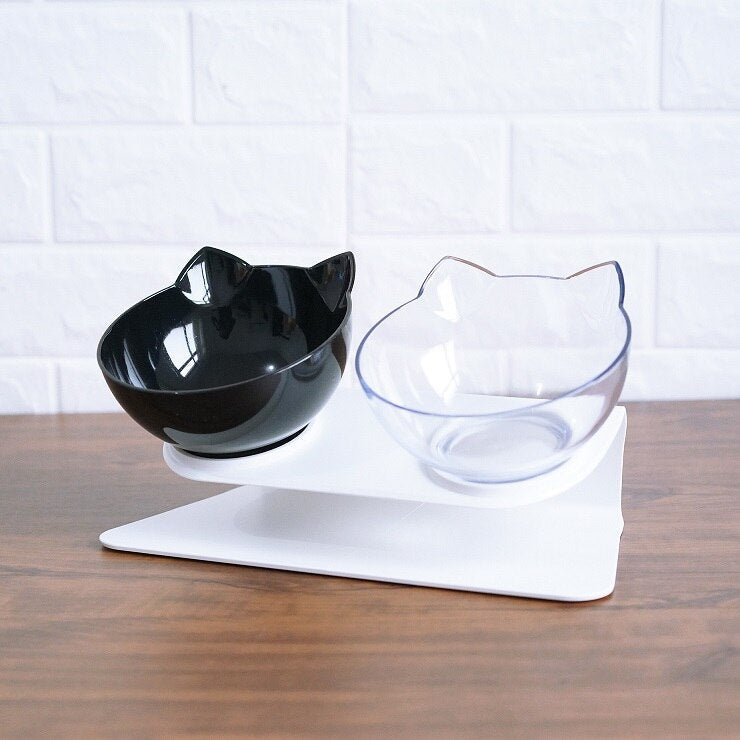 Cat Double Bowl Cat Food Bowl Protects Cervical Vertebra - - Pets Crazy Shops -