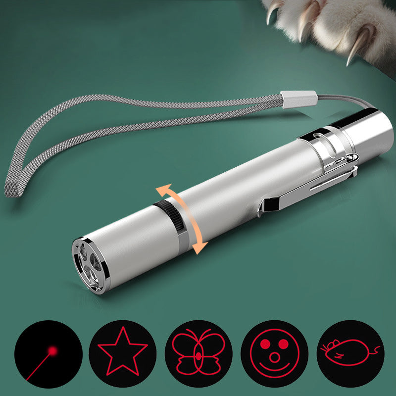 Laser Pointer Cat Toy, Red Dot LED Light Pointer Interactive Toys Indoor Cats Dogs, Long Range 5 Modes Lazer Projection Playpen For Kitten Outdoor Pet Chaser Tease Stick Training Exercise,USB Recharge - - Pets Crazy Shops -