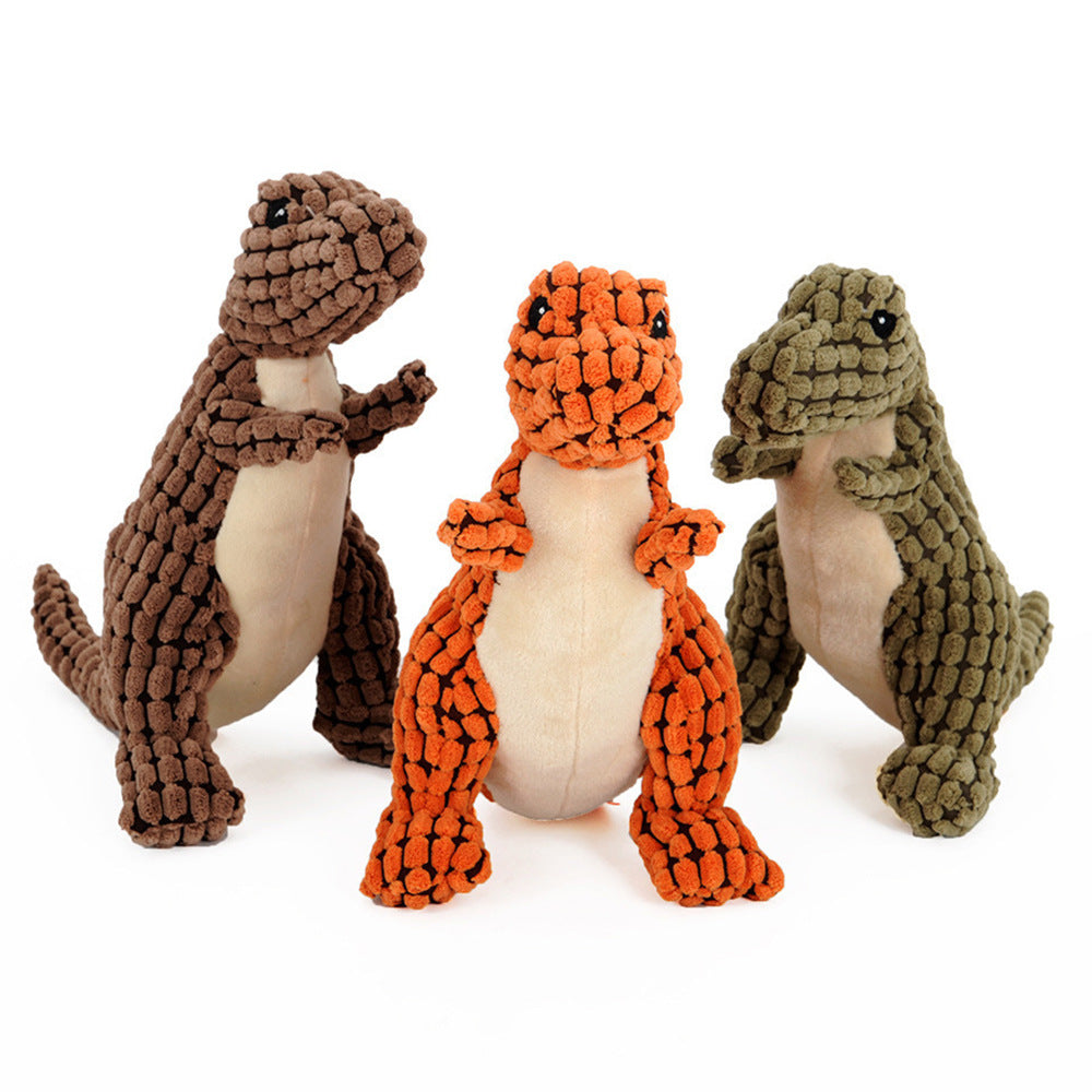 Dinosaur Plush Squeaky Dog Toy | Corn Velvet Chew Toy for Large Dogs | 25cm & 50cm - - Pets Crazy Shops -