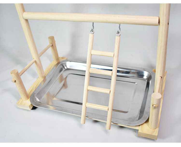 Solid Wood Toy Swing Climbing Ladder Shelf Peony Xuan Double-layer Stainless Steel Food Box - - Pets Crazy Shops -