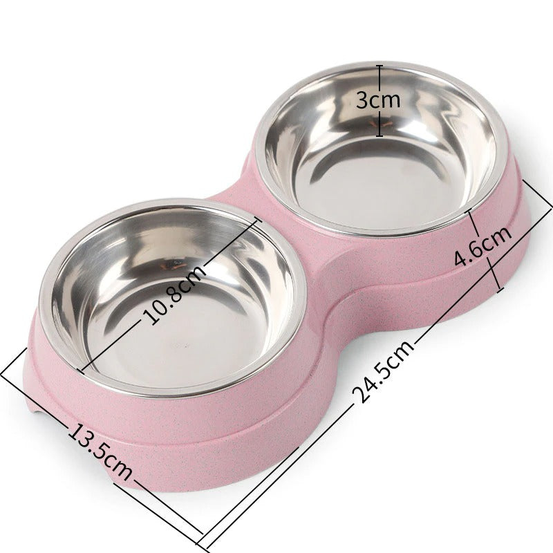 Double Pet Bowls Dog Food Water Feeder Stainless Steel Pet Drinking Dish Feeder Cat Puppy Feeding Supplies Small Dog Accessories - - Pets Crazy Shops -