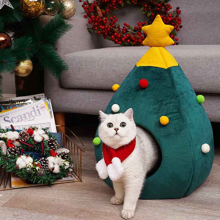 Pet Christmas Tree Cat Cat Bed Cat Mat Kennel Felt Litter Cat Supplies - - Pets Crazy Shops -