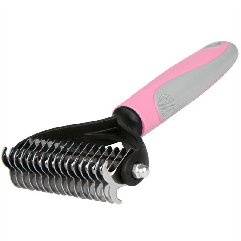 Grooming Brush For Pet Dog Cat Deshedding Tool Rake Comb Fur Remover Reduce 2-Side Dematting Tool For Dogs Cats Pets Grooming Brush Double Sided Shedding And Dematting Undercoat Rake Hair Removal Comb - - Pets Crazy Shops -