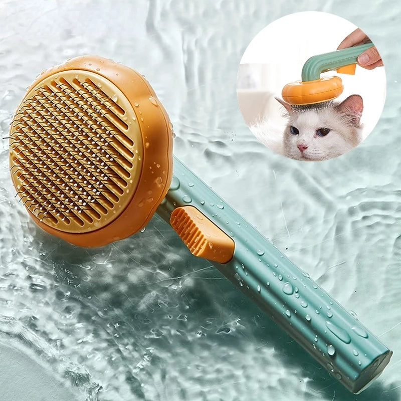Pumpkin Self Cleaning Slicker Comb For Dog Cat Puppy Rabbit, Grooming Brush Tool Gently Removes Loose Undercoat Tangled Hair - - Pets Crazy Shops -