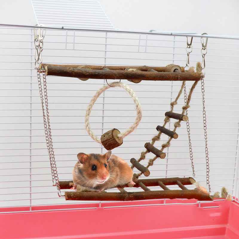 Suspension Bridge Wooden Ladder Bridge Climbing Frame Toy - - Pets Crazy Shops -