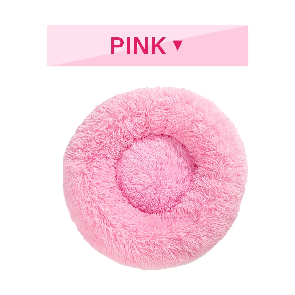 Fluffy Donut Dog Bed  Warm Soft Long Plush Pet Cushion Dog House Cat  Bed Washable Pet Sofa Mat Calming Samll Large Dog Beds  -  - Pets Crazy Shops -