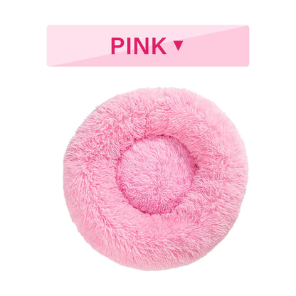 Fluffy Donut Dog Bed  Warm Soft Long Plush Pet Cushion Dog House Cat  Bed Washable Pet Sofa Mat Calming Samll Large Dog Beds  -  - Pets Crazy Shops -
