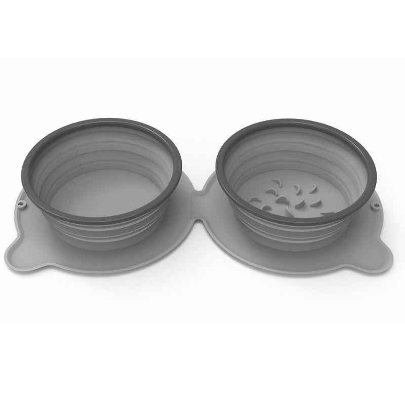 Portable Silicone Double Dog Food Bowls Foldable Non-Slip Cat Bowl Pet Travel Anti-Choking Feeding Bowl Outdoor  -  - Pets Crazy Shops -