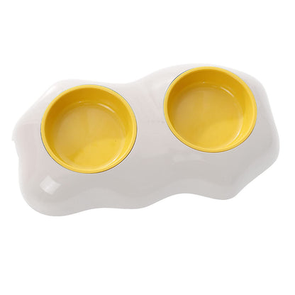 Egg-shaped Pet Bowl Drinking Water Single Bowl Double Bowl Dog Bowls Cute Pet Feeding Bowl Egg Yolk Shaped Food And Water Elevated Bowl Feeder  -  - Pets Crazy Shops -