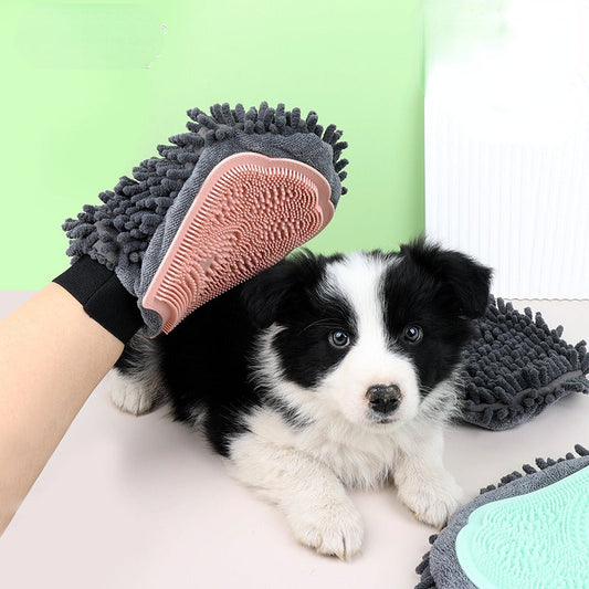 Pet Bathing Brush 2-in-1 Grooming Glove Elegant Dog Grooming Tool For Brushing, Massaging, And Drying Pet Grooming Kit For Dog Cat 2-Sided Bathing Brush Cleaning Massage Glove  -  - Pets Crazy Shops -
