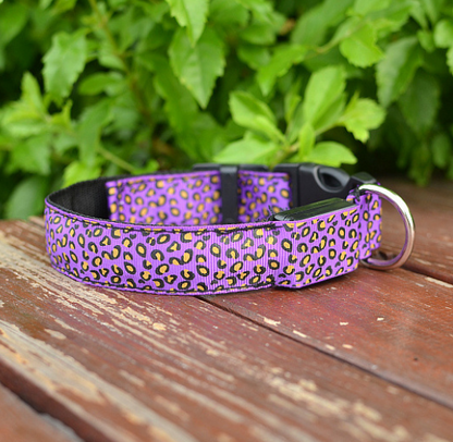LED Dog Collar Safety Adjustable Nylon Leopard Pet Collar  -  - Pets Crazy Shops -