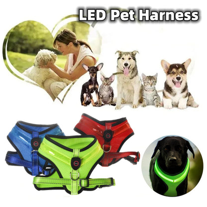 LED Luminous Dog Harness Led USB Charging Dog Chest Strap Vest Pet Safety Reflective Harness Pet Vest For Puppy Large Dog Pet Products  -  - Pets Crazy Shops -