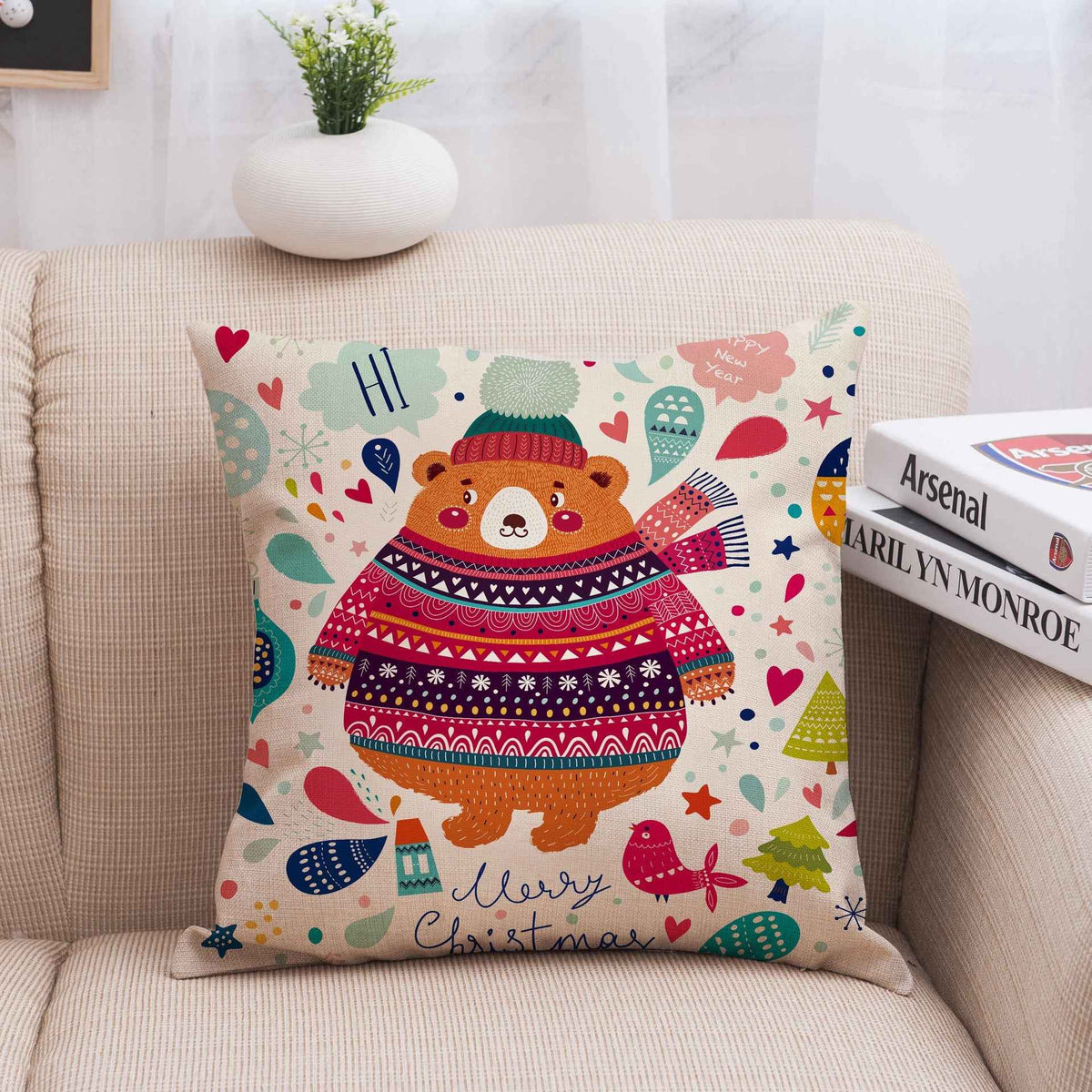Christmas linen pillowcase  -  - Pets Crazy Shops -