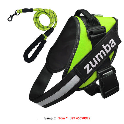 Personalized Reflective Breathable Adjustable Dog Harness and Leash Set  -  - Pets Crazy Shops -