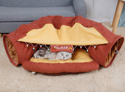 Pet Cats Tunnel Interactive Play Toy Mobile Collapsible Ferrets Rabbit Bed tunnels Indoor Toys Kitten Exercising Products  -  - Pets Crazy Shops -
