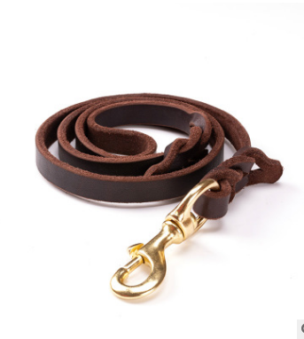 The first layer of leather dog leashes in the large dog chain demu training rope horse dog Golden Retriever dog rope  -  - Pets Crazy Shops -