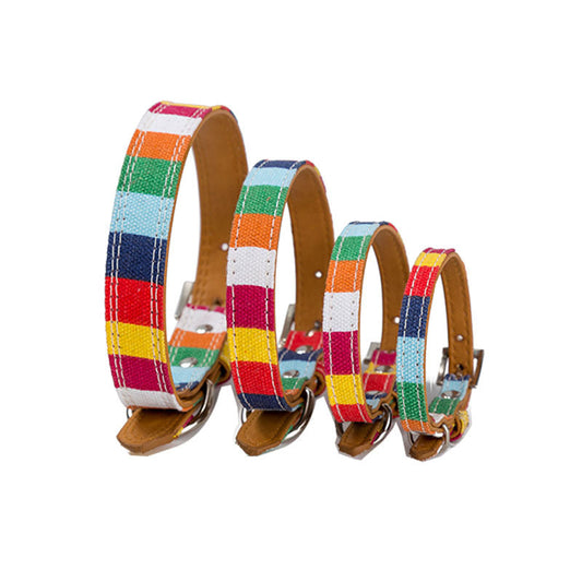 Leather Pet Dog collar Designer perro Collar Size S M L Leather Plain collar for big small dog Colorful Rainbow pu Dog collar  -  - Pets Crazy Shops -
