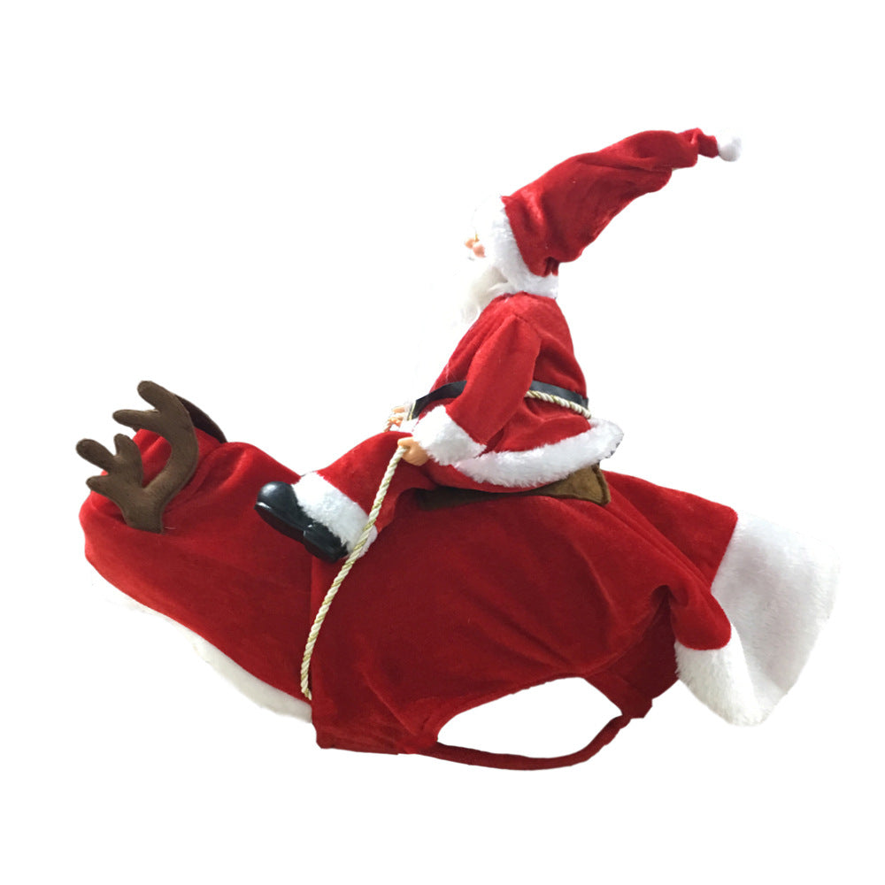 Dog Christmas Clothes Santa Claus Riding Deer  -  - Pets Crazy Shops -