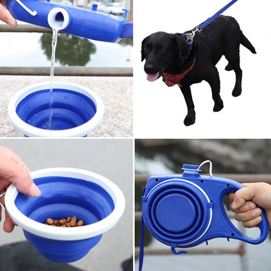 Dog Leash with Water Bottle & Bowl Set | Pet Walking Lead | 3 Colours