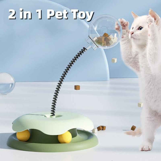 Cat Leakage Food 2 In 1 Toys Turntable Ball Toys Kitten Funny Cat Training Spring Ball Cat Supplies Pet Products  -  - Pets Crazy Shops -