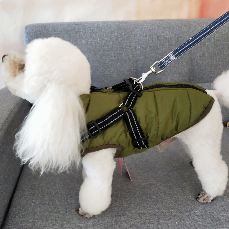Waterproof Dog Clothes Winter Dog Coat With Harness Warm Pet Clothing Big Dog Jacket Chihuahua Labrador Coat Costume  -  - Pets Crazy Shops -