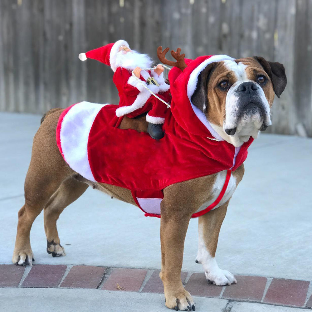 Dog Christmas Clothes Santa Claus Riding Deer  -  - Pets Crazy Shops -