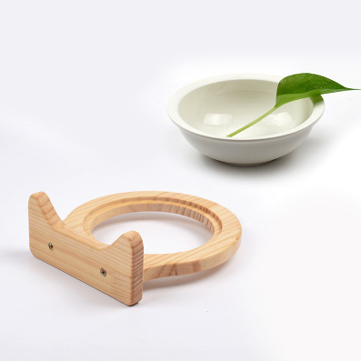 Pet Supplies Ceramic Bowl Solid Wood Stand  -  - Pets Crazy Shops -