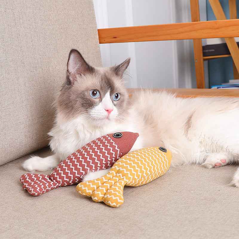 Cat Toy Funny Cat Linen Fish Pillow Self-hey Cat  -  - Pets Crazy Shops -