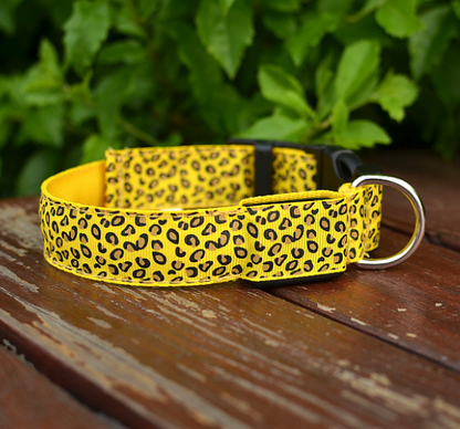 LED Dog Collar Safety Adjustable Nylon Leopard Pet Collar  -  - Pets Crazy Shops -