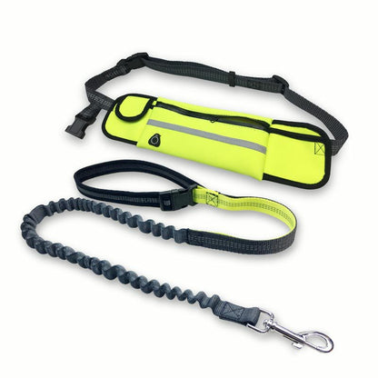 Hands-Free Dog Running Leash with Waist Pocket Adjustable Belt Shock Absorbing Bungee  -  - Pets Crazy Shops -