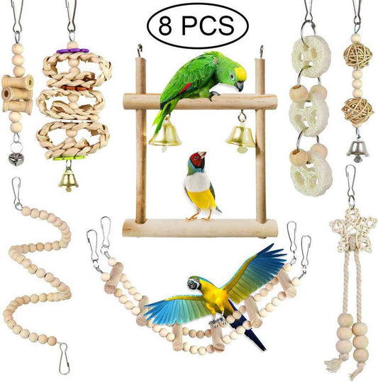 Parrot Chewing Toy Bird Toy Log Swing Set Of 8  -  - Pets Crazy Shops -