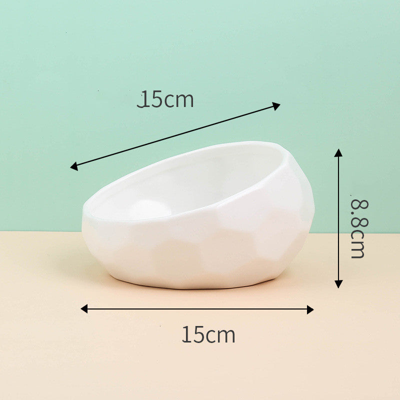 Ceramic Tilted Pet Bowl | Oblique Mouth Dog & Cat Food Bowl
