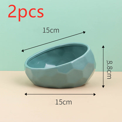 Ceramic Tilted Pet Bowl | Oblique Mouth Dog & Cat Food Bowl