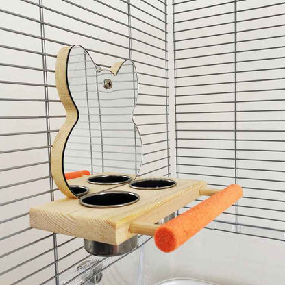 Parrot Puzzle Bird Toy Grinding Claw Stand Stainless Steel Food Cup Mirror  -  - Pets Crazy Shops -