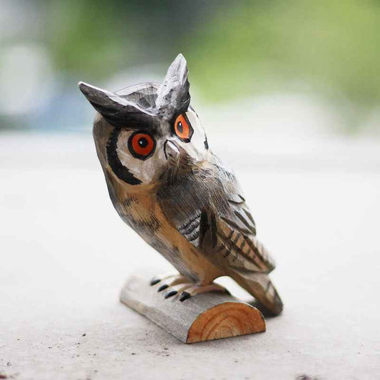 Owl Wood Carving  -  - Pets Crazy Shops -