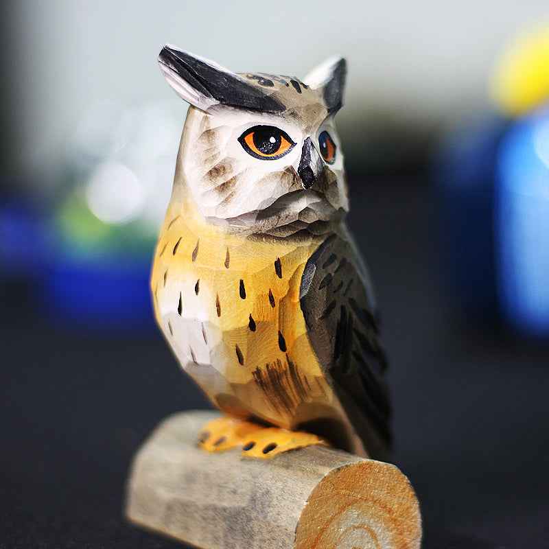 Owl Wood Carving  -  - Pets Crazy Shops -