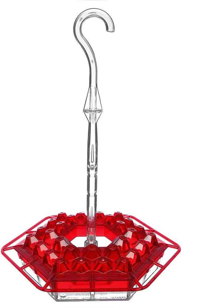 Hanging Red Hexagonal Hummingbird Feeder With Hook  -  - Pets Crazy Shops -