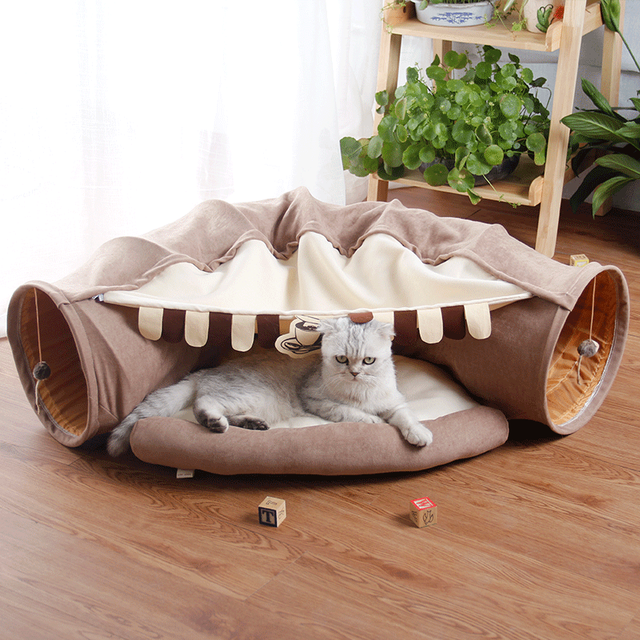 Pet Cats Tunnel Interactive Play Toy Mobile Collapsible Ferrets Rabbit Bed tunnels Indoor Toys Kitten Exercising Products  -  - Pets Crazy Shops -