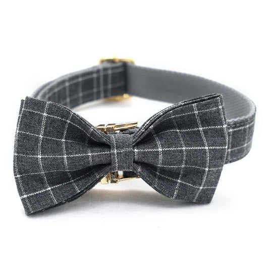 Grey Plaid Pet Products Dog Collar New Fashion Golden Metal Button Dog Collar  -  - Pets Crazy Shops -