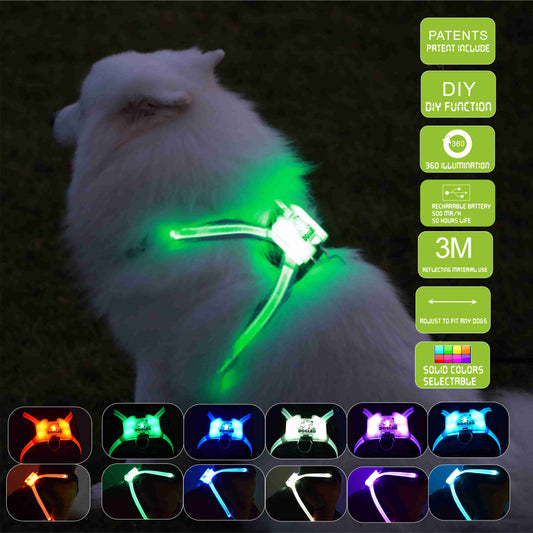 Led Pet Dog Luminous Collar Usb Rechargeable Silicone Collar Luminous Dog Neck Teddy Golden Retriever Large, Medium And Small Collar  -  - Pets Crazy Shops -