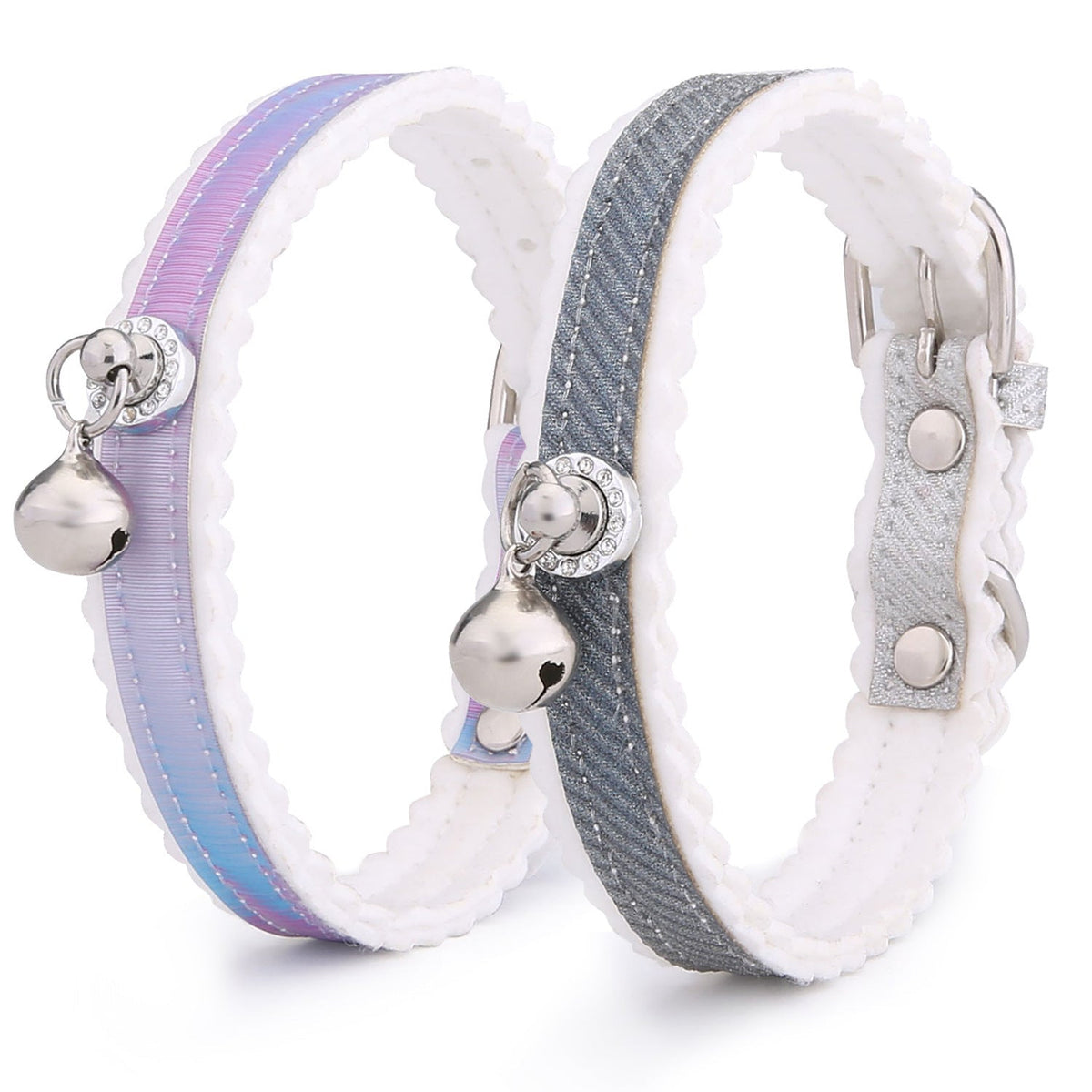 New Pet Traction Cat Collar Gradient Color Cat Bell Collar Pet Dog Collar  -  - Pets Crazy Shops -