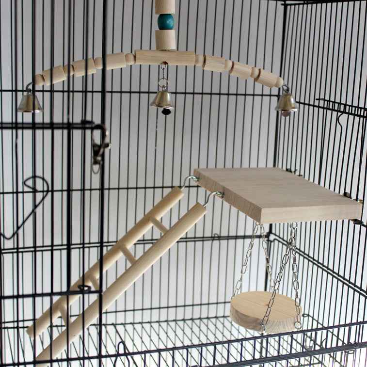 Tiger Skin Peony Xuan Little Sun Monk Gnaws And Relieves Boredom Swing Ladder Springboard Cage Toy Bell Wood Color  -  - Pets Crazy Shops -