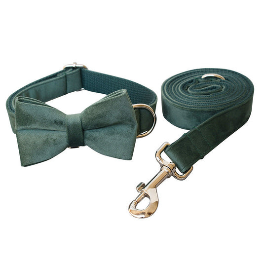 Green Velvet Dog Collar Dog Leash Pet Collar  -  - Pets Crazy Shops -