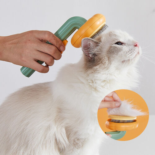 Pet Pumpkin Brush, Pet Grooming Self Cleaning Slicker Brush For Dogs Cats Puppy Rabbit, Cat Brush Grooming Gently Removes Loose Undercoat, Mats Tangled Hair Slicker Brush  -  - Pets Crazy Shops -