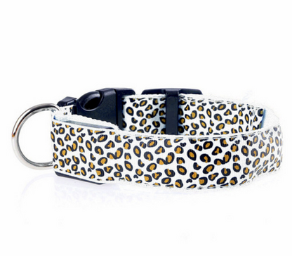 LED Dog Collar Safety Adjustable Nylon Leopard Pet Collar  -  - Pets Crazy Shops -