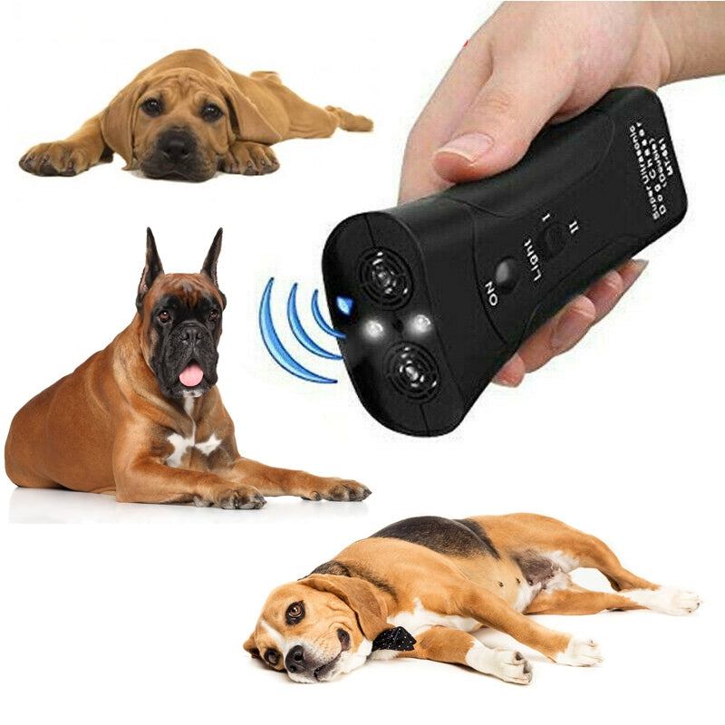 3-in-1 Anti Barking Dog Training Device Ultrasonic Dog Training Repeller  LED Flashlight  -  - Pets Crazy Shops -