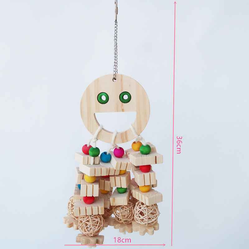 Parrot Toy Bird Supplies Cartoon Wooded Bite Big String Slotted Building Blocks Molar Embedded Beads Treasure Hunting Toys  -  - Pets Crazy Shops -