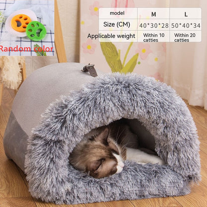 Plush Pet Nest Bed | Warm & Cosy Dog & Cat House for Autumn & Winter