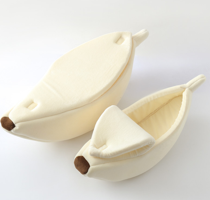 Banana Shape Pet Bed | Cosy Warm Dog & Cat Sleeping Nest | 6 Sizes