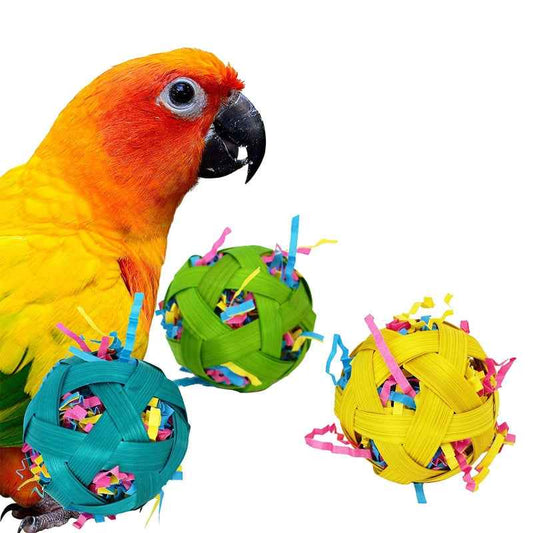 Natural Bamboo Woven Toy Ball Feeding Foraging Toy  -  - Pets Crazy Shops -
